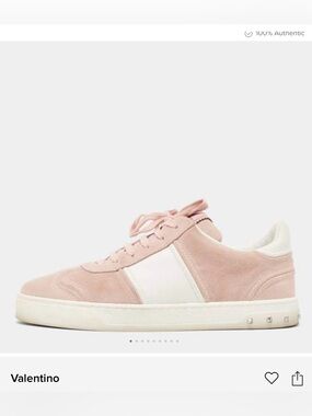 Valentino Garavani Fly Crew Suede Rockstud Lowtop Sneakers Blush Beige 44.5 Mens